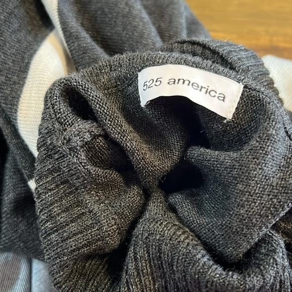 525 America Oversized Sweater Poncho Cape Striped Turtle Neck Fringe Flowy OS - Picture 5 of 10